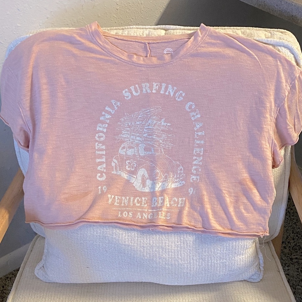 Pink Crop Top with Graphic Print